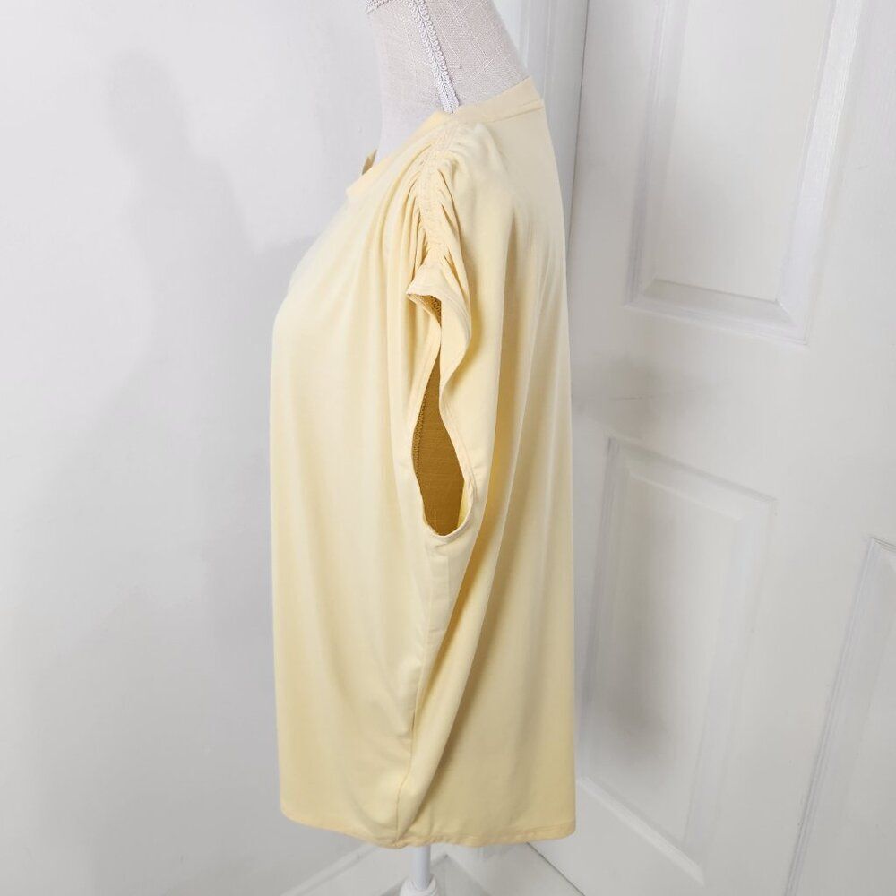 Athleta Light Yellow Short Sleeve Draped Tee - Picture 4 of 14